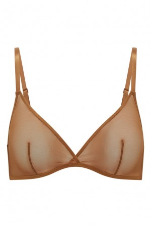 Almond Oh Polly INTIMATES Soft Mesh Single Layer Triangle Bra | UWNC-17053