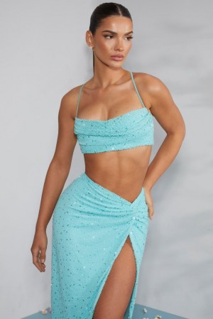 Aqua Oh Polly Pisa Embellished Cross Back Crop Top | WGAT-37291