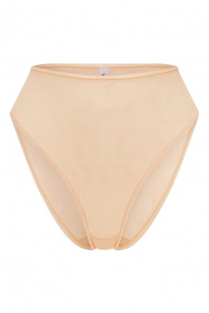 Beige Oh Polly INTIMATES Soft Mesh High Waisted Knicker | BNDJ-07832