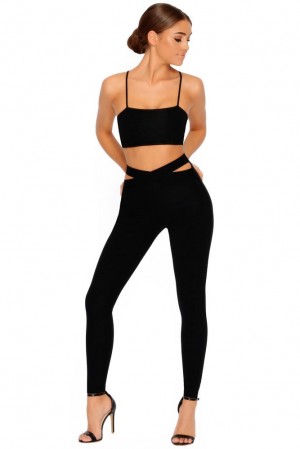 Black Oh Polly Cut Outta Here Crop Top | ECYJ-53120