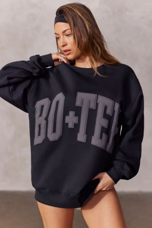 Black Oh Polly New Staples Oversized Sweatshirt | NGOK-95768