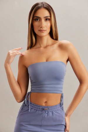 Blue Oh Polly Alisa Ruched Bandeau Crop Top | XYVA-61879