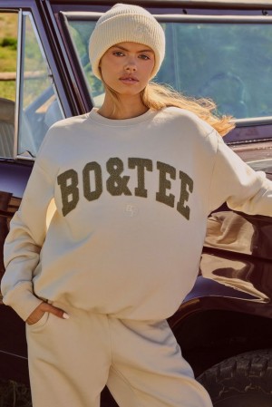 Bone Oh Polly Signature Oversized Crew Neck Sweatshirt | XNRJ-15642