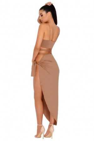 Brown Oh Polly Slit To Kill Knot Front Bralet | TARN-29738