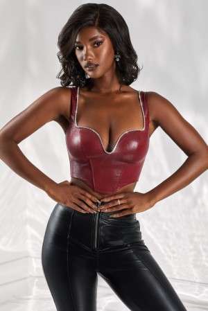 Burgundy Oh Polly Day Dream Corset Top | QASI-13465