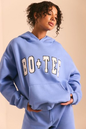 Cerulean Blue Oh Polly Off Duty Oversized Hoodie | SIJC-01482