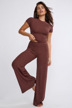 Chocolate Oh Polly Nour Tall Mid Rise Wide Leg Trouser | SAZQ-54328