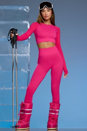 Fuchsia Pink Oh Polly Piste Petite Super Sculpt Base Layer Leggings | BHAI-70938