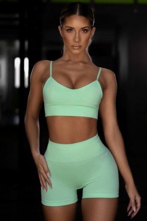 Green Oh Polly Empower Seamless V Neck Sports Bra | YAZW-03496