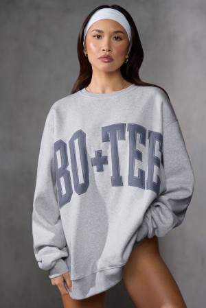 Grey Marl Oh Polly New Staples Oversized Sweatshirt | ZYDJ-57368