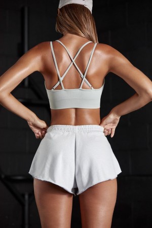 Grey Oh Polly Streamline Seamless Strappy Sports Bra | NAHV-69820