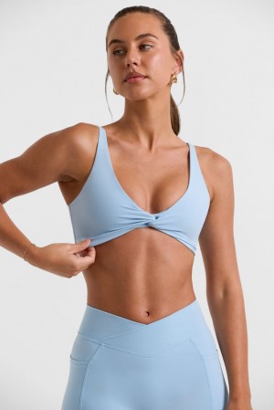 Ice Blue Oh Polly Set Twist Bust Sports Bra | FDHQ-05478