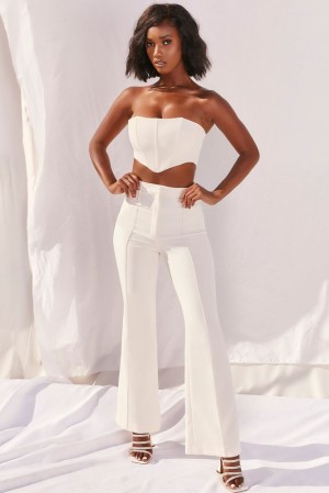 Ivory Oh Polly Bossin’ Up Strapless Corset Crop Top | UHOG-16584