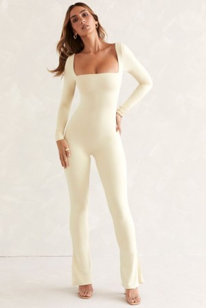 Ivory Oh Polly Jett Long Sleeve Square Neck Jumpsuit | UALQ-78135