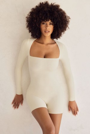 Ivory Oh Polly Rue Long Sleeve Square Neck Unitard | COXA-45106