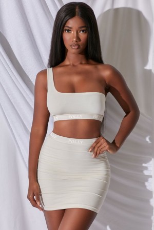 Ivory Oh Polly Two Of Us Asymmetrical One Shoulder Crop Top | DPUC-45327