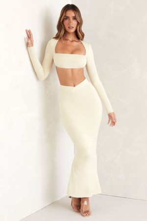 Ivory Oh Polly Willow Flared Hem Maxi Skirt | KYXE-24507