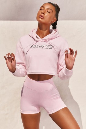 Light Pink Oh Polly Off Duty Cropped Hoodie | PUCL-23761