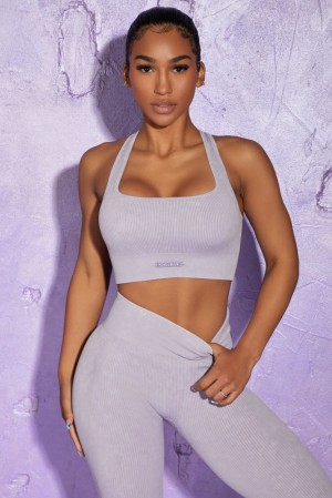 Lilac Oh Polly Iconic Square Neck Sports Bra | SOEI-46572