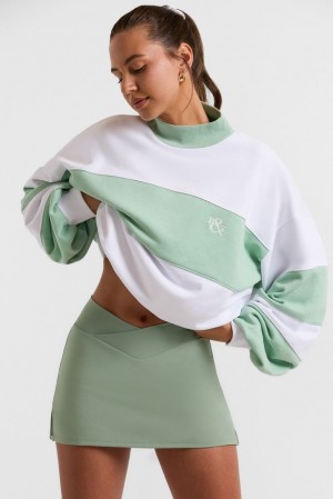 Mint Green Oh Polly Game Oversized High Neck Sweatshirt | GXMA-52031