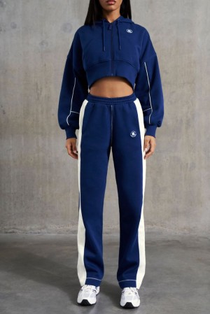 Navy Oh Polly Elite Petite Wide Leg Sweatpants | CSOU-48592