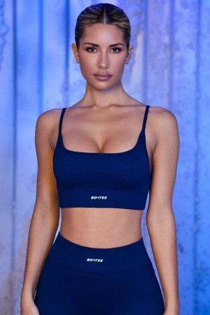 Navy Oh Polly Optimum Strappy Sports Bra | TXAZ-48210