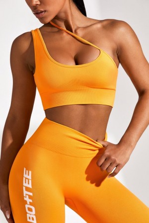 Orange Oh Polly Evolve Asymmetric Seamless Crop Top | XWPH-78346