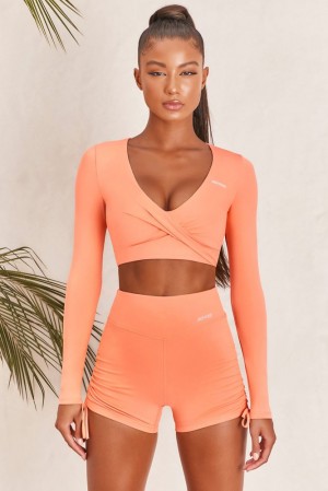 Orange Oh Polly Progress Slinky Long Sleeve Crop Top | UNJS-47690