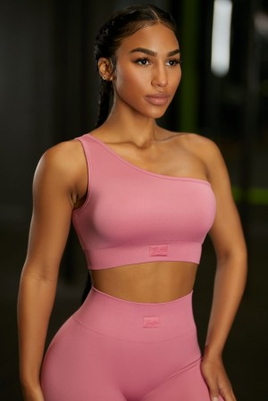 Pink Oh Polly Empowered Asymmetric Crop Top | UJKX-78640