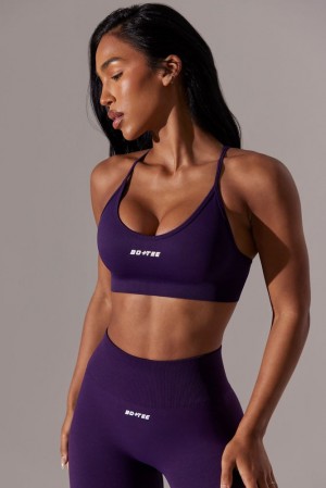 Purple Oh Polly Constant Scoop Neck Multi Strap Sports Bra | XASQ-94351