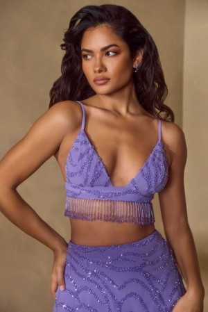 Purple Oh Polly Vaira Embellished Bra Top | CPEQ-07963