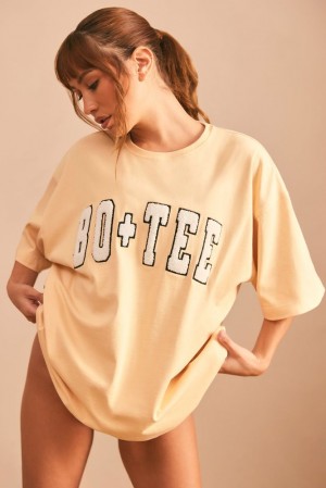 Sand Oh Polly Ease Oversized Short Sleeve T-Shirt | JRID-48163