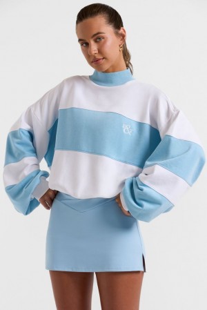 Sky Blue Oh Polly Game Oversized High Neck Sweatshirt | CUKR-14935