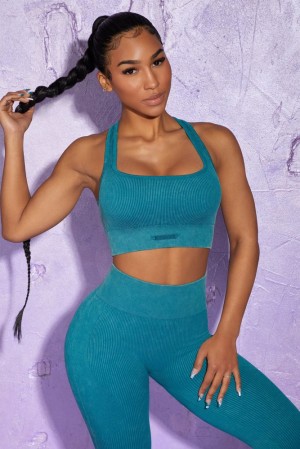 Teal Oh Polly Iconic Square Neck Sports Bra | ZQCH-79645