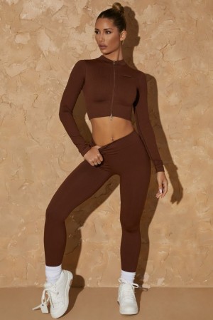 Warm Brown Oh Polly In Training Seamless Leggings | EFQS-70152