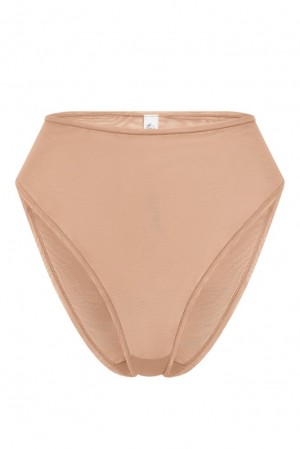 Warm Peach Oh Polly INTIMATES Soft Mesh High Waisted Knicker | KEFG-25834