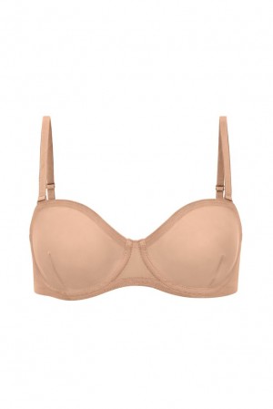 Warm Peach Oh Polly INTIMATES Soft Mesh Strapless Bra | OIWL-02739