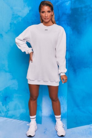 White Oh Polly Recover Ribbed Longline Sweatshirt | BTWC-92503