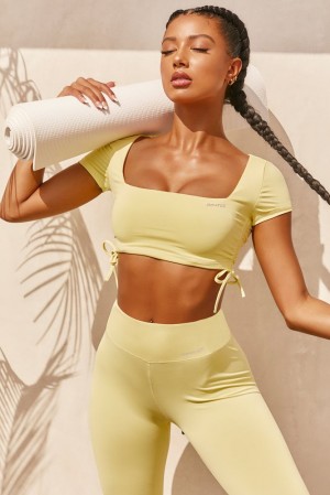 Yellow Oh Polly Ambition Slinky Crop Top | UGOY-71064