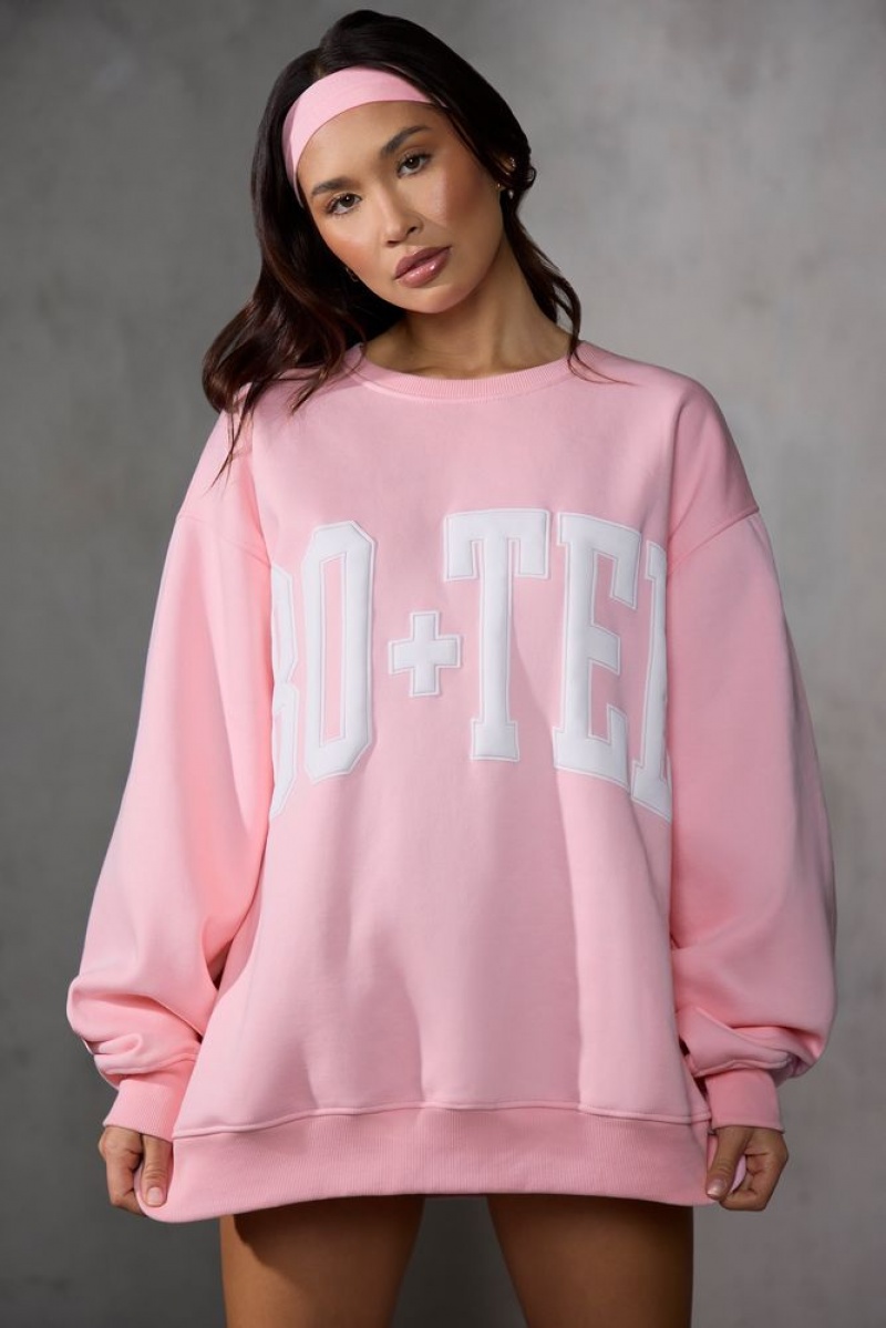 Baby Pink Oh Polly New Staples Oversized Sweatshirt | WNGR-08279