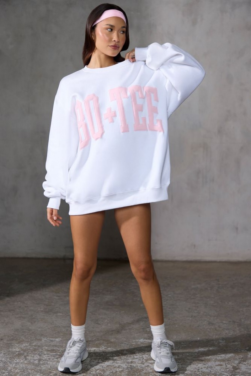 Baby Pink Print Oh Polly New Staples Oversized Sweatshirt | JORU-58749