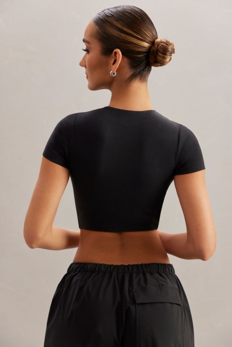 Black Oh Polly Aara Monowire Crop Top | QBOP-80413