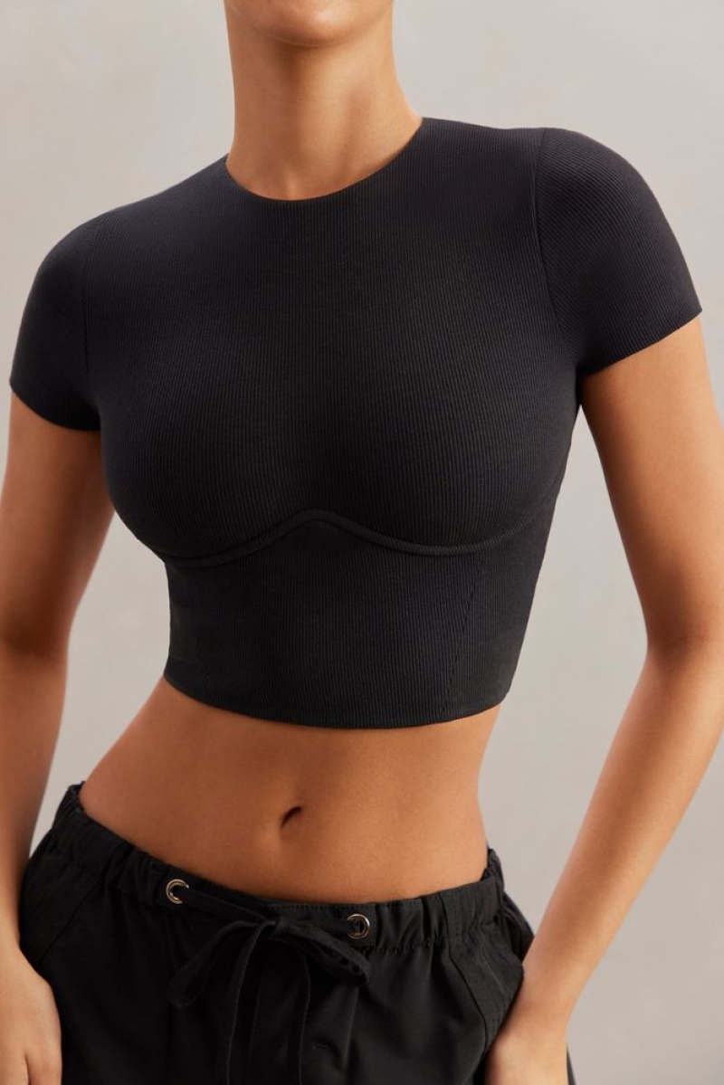 Black Oh Polly Aara Monowire Crop Top | QBOP-80413