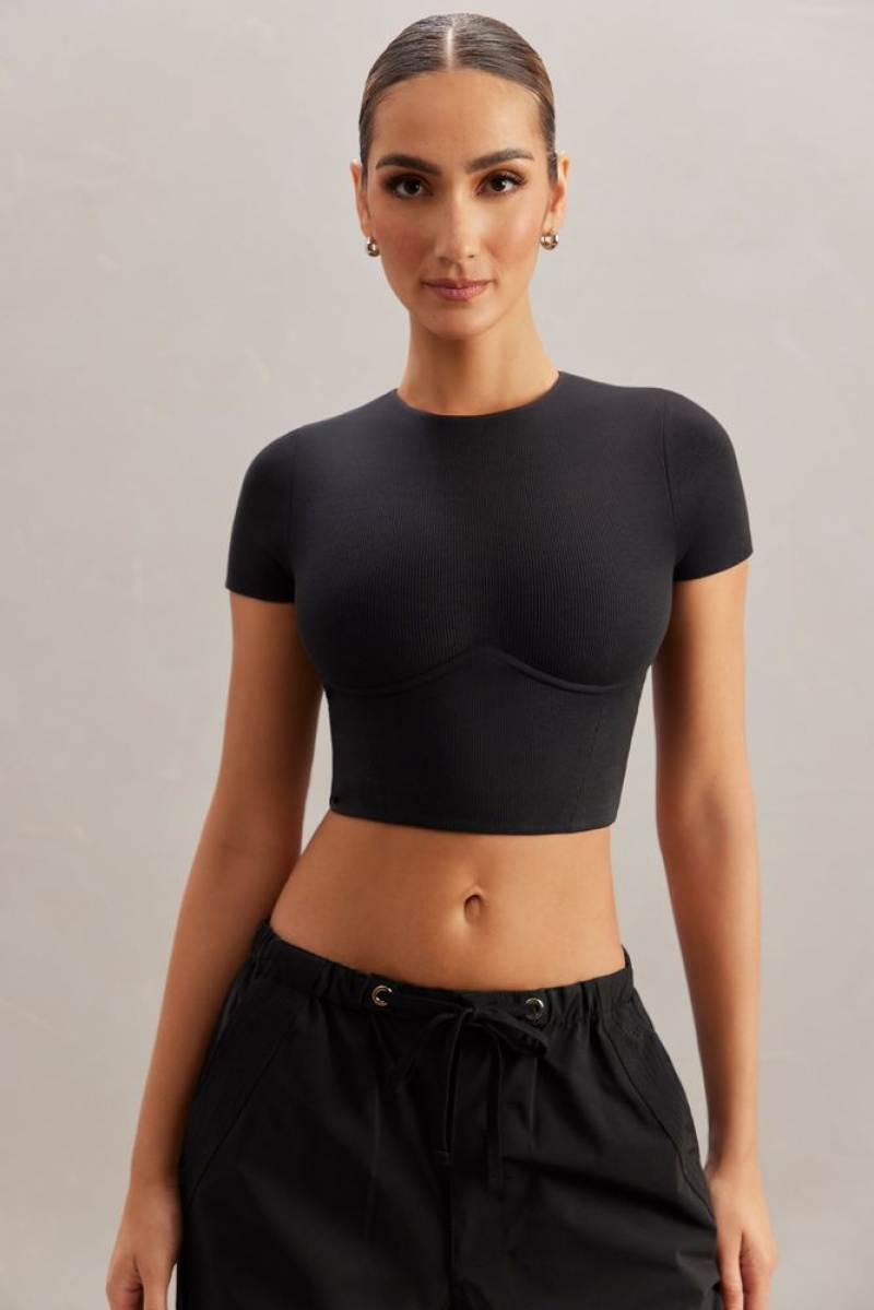 Black Oh Polly Aara Monowire Crop Top | QBOP-80413