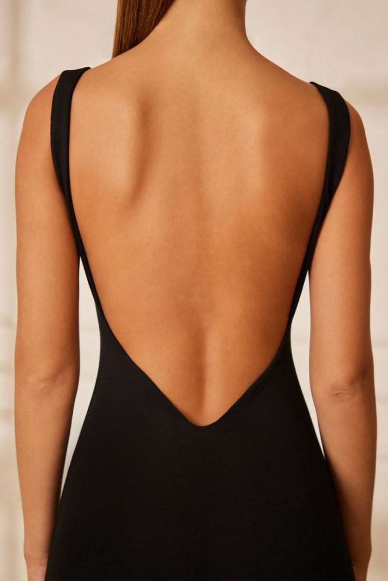 Black Oh Polly Amorino Tall Sweetheart Neckline Backless Jumpsuit | WZPS-24863