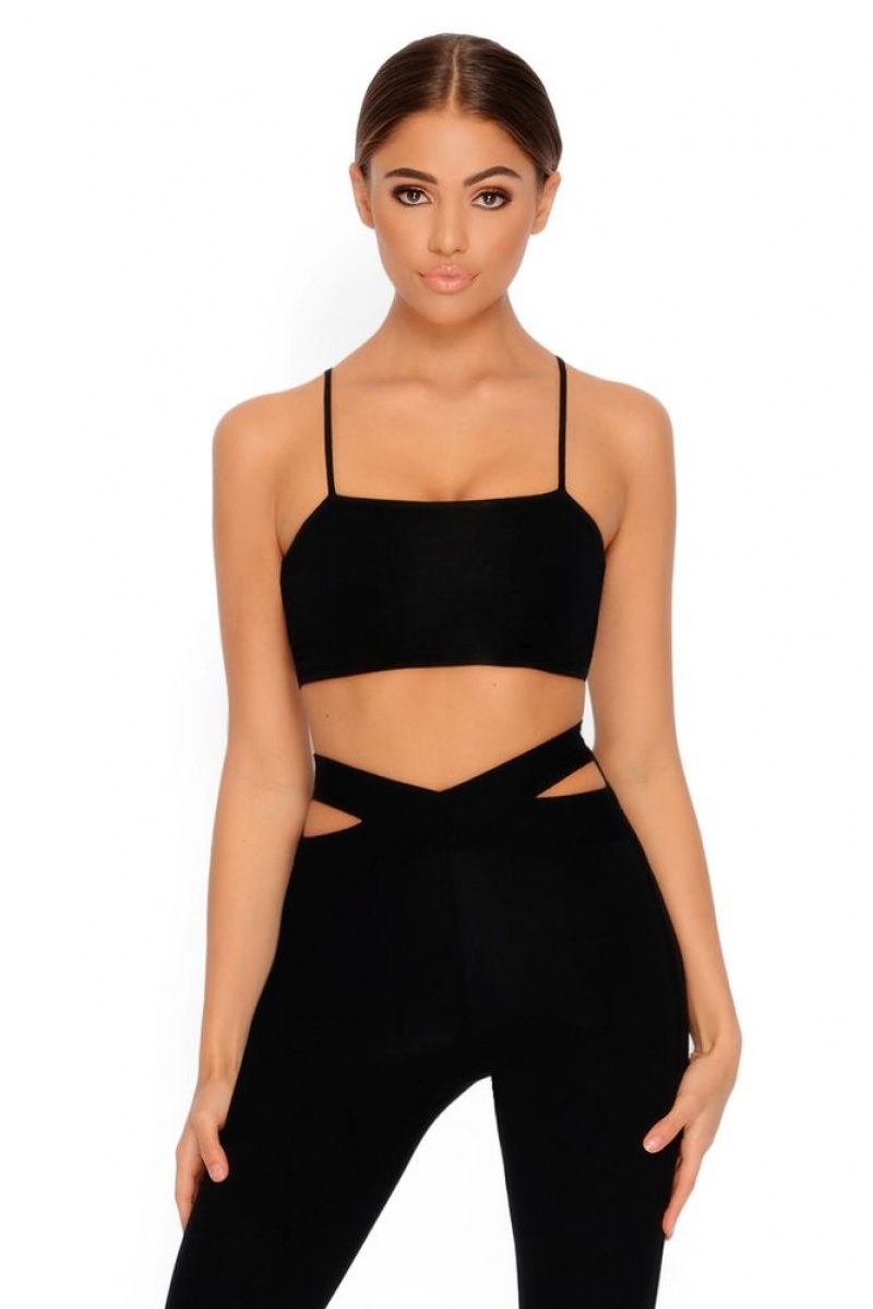 Black Oh Polly Cut Outta Here Crop Top | ECYJ-53120