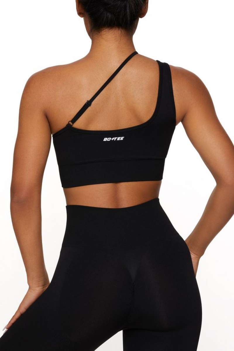 Black Oh Polly Evolve Asymmetric Seamless Crop Top | MTCG-09516