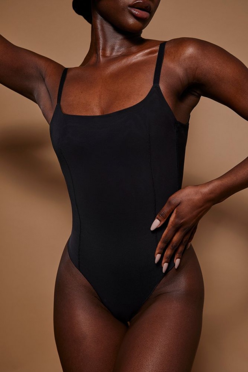 Black Oh Polly INTIMATES Soft Mesh Bodysuit | UGYA-02974