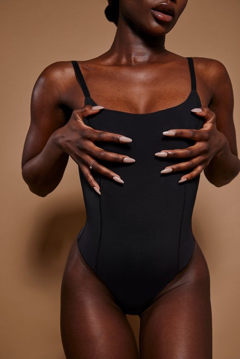 Black Oh Polly INTIMATES Soft Mesh Bodysuit | UGYA-02974