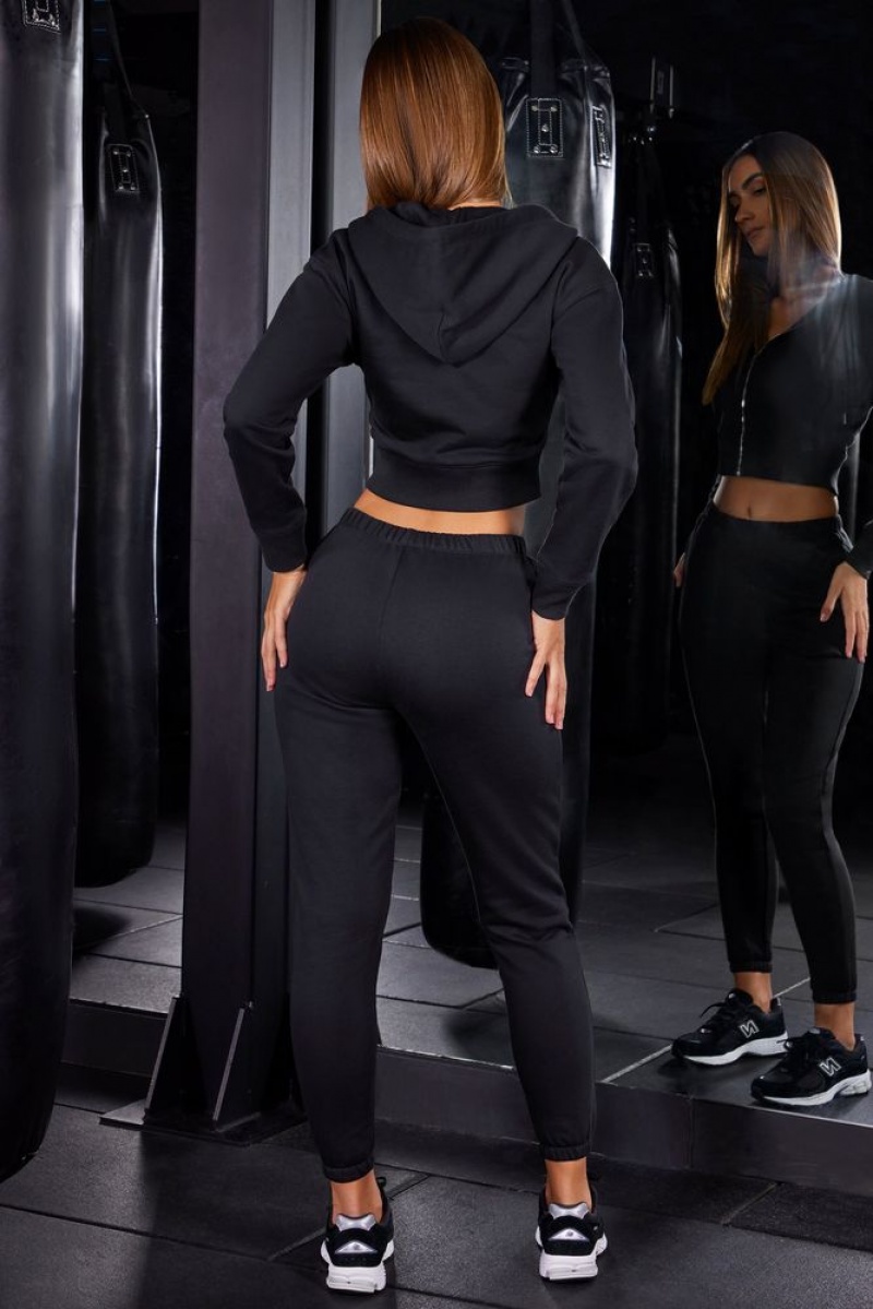 Black Oh Polly In My Stride Petite Slim Fit Jogger Bottoms | NOFP-04321